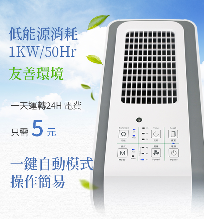 Low energy consumption, one-touch auto mode, user-friendly