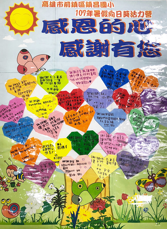 雷科鄭再興董事長贊助鎮昌國小107年暑假「向日葵活力營」活動經費。